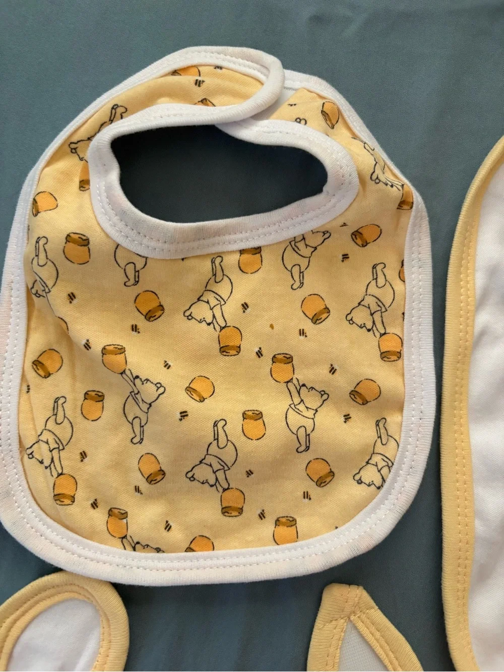 Disney Winnie the Pooh Yellow Baby Bib Set Embroidered- 4 Pack